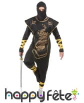 Tenue de ninja noir et doré pour adulte, image 1