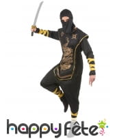 Tenue de ninja noir et doré pour adulte, image 2