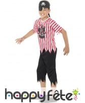 Tenue de pirate rayée rouge et blanche pour enfant, image 2