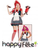 Tenue de poupée de chiffon noire et rouge femme, image 1