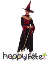 Tenue de sorcière haut rouge satiné pour femme, image 1