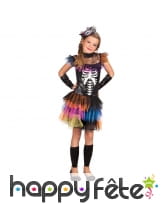 Tenue de squelette avec tutu coloré pour fillette