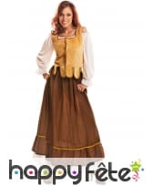 Tenue de tavernière médiévale marron effet velours