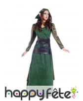 Tenue elfe médiéval aspect velours vert pour femme