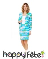 Tailleur flamant rose et île