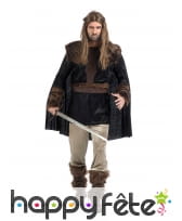 Tenue guerrier médiévale col style fourrure noire