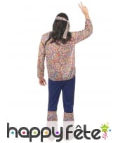 Tenue hippie bleue et motifs années 60 pour homme, image 2