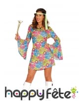 Tenue hippie courte motifs psychédélique femme