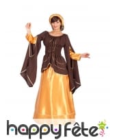 Tenue impératrice moyenâgeuse marron dorée femme