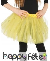 Tutu jaune fille en tulle pailleté argenté