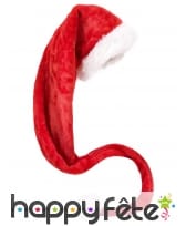 Très long bonnet de Noël rouge effet velours