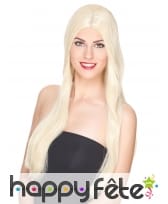 Très longue perruque blonde lisse, luxe