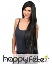 Très longue perruque noire lisse