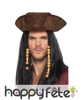 Tricorne marron de pirate adulte