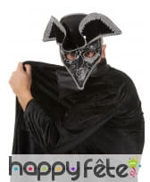 Tricorne masque dr peste noir liserts argentés