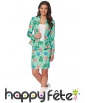 Tailleur motif flamant rose pour femme