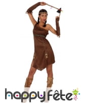 Tenue marron unie d'indienne pour femme adulte