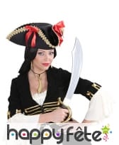 Tricorne noir avec bord doré et noeud rouge, image 2