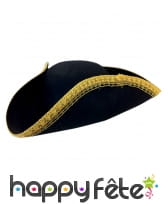 Tricorne noir avec liseret doré pour adulte