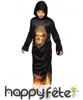 Tunique noire avec crâne et flammes pour enfant