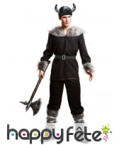 Tenue noire de viking pour homme adulte