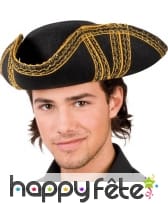 Tricorne noir galonne adulte