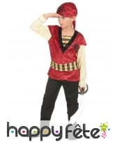 Tenue pirate rouge pour enfant imitation velours, image 1