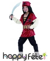 Tenue pirate rouge pour enfant imitation velours, image 3