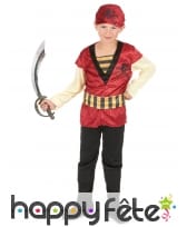 Tenue pirate rouge pour enfant imitation velours
