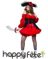 Tenue piratesse rouge avec bustier, grande taille