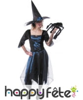 Tenue robe bleue nuit de sorci&egrave;re avec voile, image 3