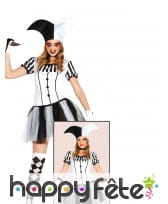 Tenue robe courte d'arlequin noir et blanc femme, image 1