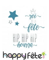 Tatouage "Roi de la fête" éphémère de 80mm