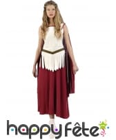 Tenue romaine de gladiatrice rouge blanche femme