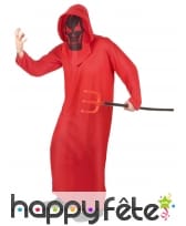 Tunique rouge de diable au visage squelette, image 1