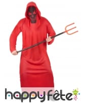 Tunique rouge de diable au visage squelette