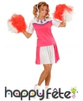 Tenue rose et blanche de femme pompom girl