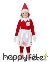 Tenue rouge et blanche d'elf de Noël pour fille, image 3