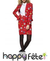 Tailleur rouge motif de Noël fun