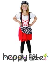 Tenue rouge petite piratesse motifs tetes de mort