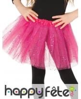 Tutu rose petite fille en tulle pailleté argenté