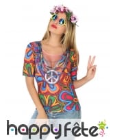 T-shirt haut de hippie pour femme adulte