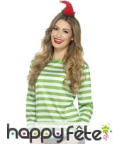 T-shirt longues manches ligné vert blanc unisexe, image 1