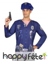 T-shirt photo réaliste de policier