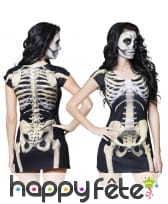 T-shirt robe courte photo-réaliste de squelette
