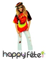 T-shirt rouge de rasta, mixte