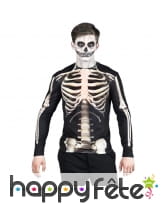 T-shirt squelette photo réaliste pour homme