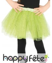 Tutu vert petite fille en tulle pailleté argenté