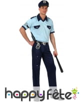 Uniforme de policier bleu pour homme adulte