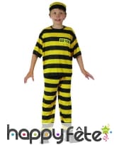 Uniforme rayé jaune et noir d'enfant prisonnier